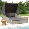 vidaXL Lehátko so skladacou strechou sivé 200x114x128 cm polyratan 362274