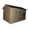 Záhradný drevený domček 3,3x3,9m (16mm) s oknami DÉNIA (Záhradný drevený domček DÉNIA (16mm) s okny, rozměr 3,3 x 3,9m, v.2,3m)