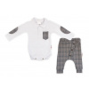 Baby Nellys 2-dielna sada Robert, body s golierom, nohavice Baggy-šedé kárko, veľ. 80 Baby Nellys 8596309329659