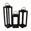 Solárna zapichovacia záhradná lampa - Black Lantern Set 3 PCS. Rôzne prírodné farby drevo (Black Lantern Set 3 PCS. Rôzne prírodné farby drevo)