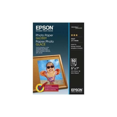 Epson Glossy Photo Paper, foto papier, lesklý, biely, 13x18cm, 200 g/m2, 50 ks, C13S042545, atramentový