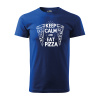 Sablio Tričko s potlačou Keep calm & eat pizza - modré XL