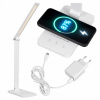 LED stolná lampa Školská 6W Indukčná nabíjačka USB biela ZDROJ