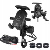 MOTOCYKLOVÝ DRŽIAK, ANTIVIBRAČNÁ NABÍJAČKA 15W QI USB-C PD 36W VOLTMETER