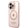 Guess Translucent MagSafe Kompatibilný Zadný Kryt pre iPhone 14 Pro Max Pink 14528175