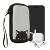 kwmobile Neoprene Sleeve for smartphone Size S - 4.5 - Shock Absorbing Pouch kryt - Ochranný telefon Bag - Curious Cat šedá / černá