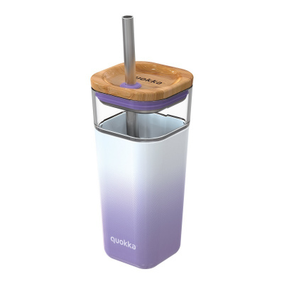 QUOKKA LIQUID-CUBE Sklenený pohár so silikónovým povrchom LILAC GRADIENT 40055 540 ml