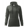 MALFINI TRENDY ZIPPER 411 / Dámska celozapínacia klokanka s kapucňou - tmavá bridlica S