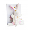 Doudou Darčeková súprava - Hračka s držiakom na cumlík králik 15 cm