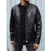 Pánska kožená bunda s prackami čierna Dstreet TX4731 - výpredaj Farba: Čierna, Veľkosť: L