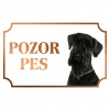 Bradáč stredný čierny - Kovová tabuľka POZOR PES