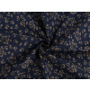 Bavlněná látka / plátno s řidší vazbou květinky METRÁŽ - 3 modrá tmavá