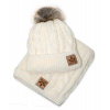 Baby Nellys Zimná pletená čiapka s brmbolcom komín starorůžová