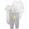 CARTER'S Set 3dielny body kr. rukáv, body dl. rukáv, tepláky Grey Chick neutrál LBB PRE, veľ. 46