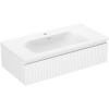 Mexen Rivel, kúpeľňová skrinka 90 cm s umývadlom Vela, 1 zásuvka, drážkovaná, biela matná, 91A20-09023-1-BF01-W23M01