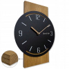 Drevené dubové nástenné hodiny Geometric 40cm čierne tiché do obývacej izby