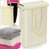 Úzky kôš na bielizeň s klopou a úchytmi na prenášanie, béžový
