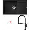 Granitový drez Sinks ULTIMA 860 XXL Pureblack +batéria COOK MATT BLACK