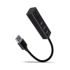 AXAGON HMA-CR3A, USB 3.rozbočovač 2. generácie, 3x porty USB-A + čítačka kariet SD/microSD, kov, 20 cm kábel USB-A HMA-CR3A