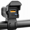 USB nabíjačka Motocyklová zásuvka USB-C QC3.0 Voltmeter