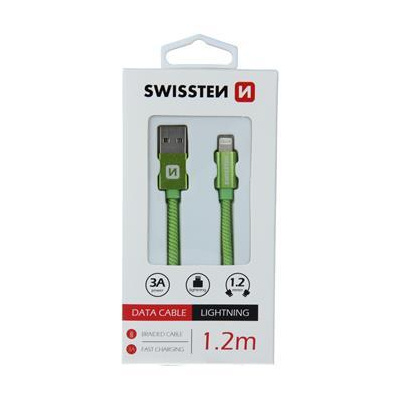 SWISSTEN datový kabel Textile USB / Lightning 1,2m Green 71523207