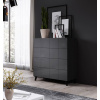 Cama Meble Dizajnová komoda REJA 4S graphite lesk drevo 91 cm x 99-104 cm x 45 cm