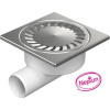 Vpusť podlahová bočná NEPTUN D 50 / 95 mm, nerez rámček, mriežka SUN, biela, ENPRO