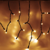 DECOLED LED svetelné cencúle, 3x0,9 m, IP67, teple biela, čierny kábel, 174 diód, IP67