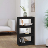 vidaXL Knižnica/deliaca stena čierna 60x30x103,5 cm masívna borovica - Čierna - 2945-144771