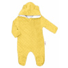 Baby Nellys Kombinézka /overal Minky s kapucňou a uškami -žltá 68 (3-6m)