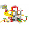 Garáž s výťahom 3 poschodia + dráha 2,3 m + 2 autá plast v krabici 59x40x15cm Wader 12m +