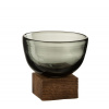 J-Line by Jolipa Hnedá polookrúhly váza / svietnik na drevené podeste S - 12 * 12 * 11,7 cm - J-Line by Jolipa