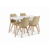 Textilomanie Jedálenská súprava 1 + 4, biely stôl ADRIA 120x80 cm + béžová stolička BALI MARK s bukovými nohami