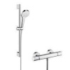 HansGrohe Croma Select S - Sprchová súprava Vario s termostatom, 3 prúdy, sprchová tyč 900 mm, biela/chróm 27014400