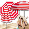 PLÁŽOVÝ PARASOL SKLADACÍ CESTOVNÝ ZÁHRADNÝ LÁMANÝ ZAPICHOVACÍ MODRÝ 180 cm