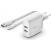 BELKIN Dual USB-A nabíječka, 24W + Lightning kabel WCD001vf1MWH