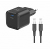 SWISSTEN SÍŤOVÝ ADAPTÉR GaN 1x USB-C 35W POWER DELIVERY ČERNÝ + DATOVÝ KABEL USB-C/USB-C 1,2 M ČERNÝ 22070230 Swissten