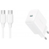 Joyroom JR-TCF20 USB-C PD 20W sieťová nabíjačka - biela + USB-C / USB-C kábel 1m