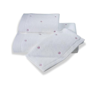 Soft Cotton Malý uterák Micro love 30 × 50 cm, biely – lila srdiečka