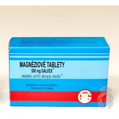 Magnesii Lactici 500 mg tbl. Galvex Magnéziové tablety 500 mg Galvex tbl.80 x 0,5 g