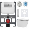 CERANO - Závesné WC s bidetom Cronus Premium - biela lesklá - tlačidlo Prime/Dualo, strieborné - závesné - nízky modul - predstenová inštalácia / sadrokartón - 59,3x38,4 cm