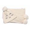 Zimná čiapka s brmbolcom + šál, Kitty, Baby Nellys - smotanová, veľ. 54/58