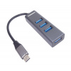 USB hub PremiumCord USB-C na 4x USB 3.2 A s 15cm kabelem, černý
