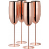 Oak & Steel Sada 4 nerezových pohárov na šampanské – elegantný ružovo-zlatý lesk 280 ml