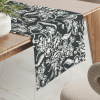 Biante Dekoračný behúň na stôl PML-105 Biele kvety na čiernom 45x140 cm