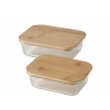 SKLENENÁ NÁDOBA NA POTRAVINY S BAMBUSOVÝM VIEČKOM, SADA 2 KS LUKA 20X15X6