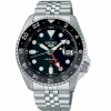 Pánske automatické hodinky Seiko strieborné s čiernym ciferníkom a náramkom, WR100