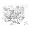 Vymalujsisam.sk Bodkovanie - Modrá Vespa Farba: Červená, Veľkosť: 40x50cm, Rám: Bez rámu, iba zrolované plátno