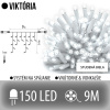 Viktória led svetelná záclona vonkajšia - 150led - 9m studená biela - biely kábel