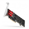 AXAGON PCEM2-ND, PCIe x8 radič - 2x M.2 NVMe M-key slot, RAID, podpora dosiek bez bifurkace, vr. LP PCEM2-ND